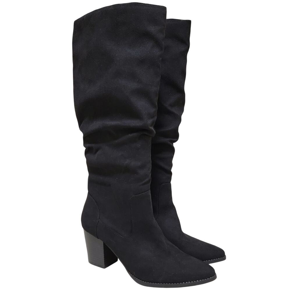 Sun + Stone Women Elviss Knee High Slouch Boots Size US 8.5M Black Faux Suede